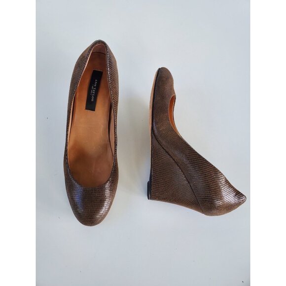 ANN TAYLOR Brown Suede Wedges 6.5M - Picture 9 of 13